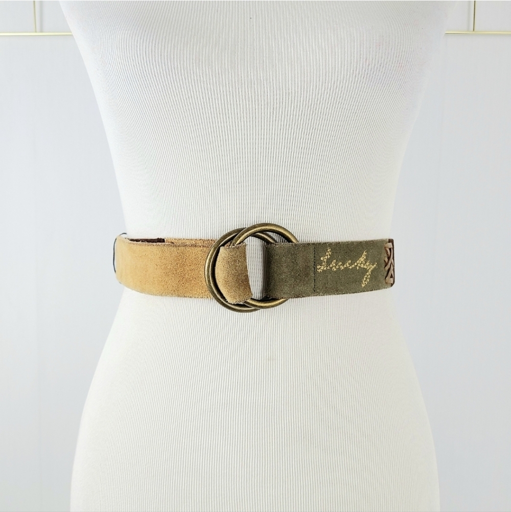 Lucky Brand Hand Sewn Hand-Finished Leather Patchwork Corset Detail Vintage Belt